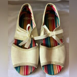 Ugg Women's Shoes Ivory Loafers Slip On Open Toe Flats Size 6